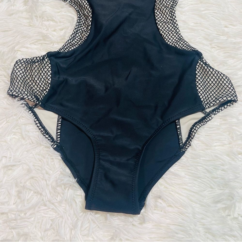EUC Tripp Black One Piece Plunge Swimsuit Monokini - Picture 3 of 16